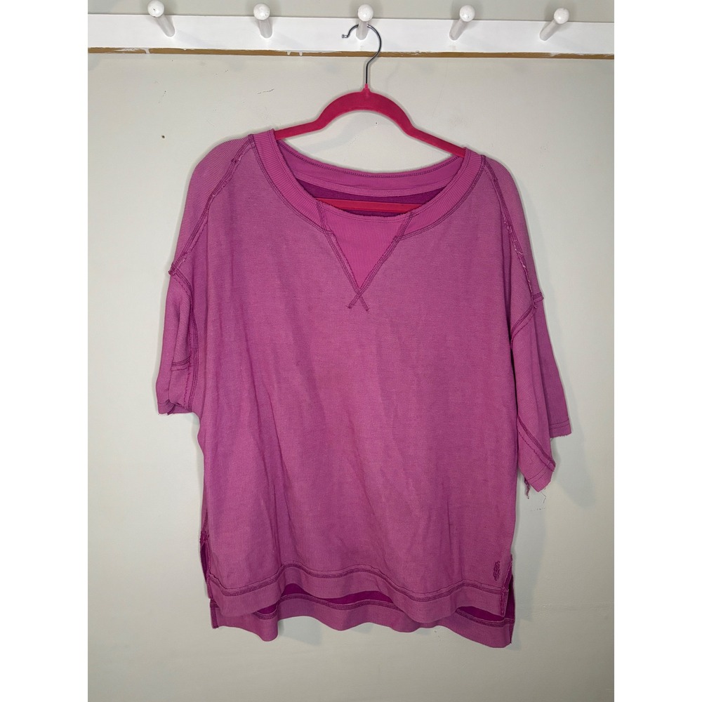 FP Movement Ribbed Oversized Tee Magenta Pink Short Sleeve Size XS
